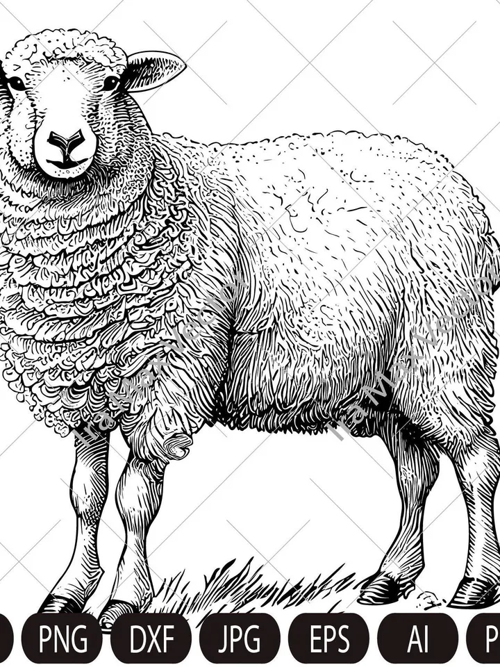 Cute sheep SVG, Sheep standing, Sheep Clipart, Sheep detailed, Sheep printable, Farm animals