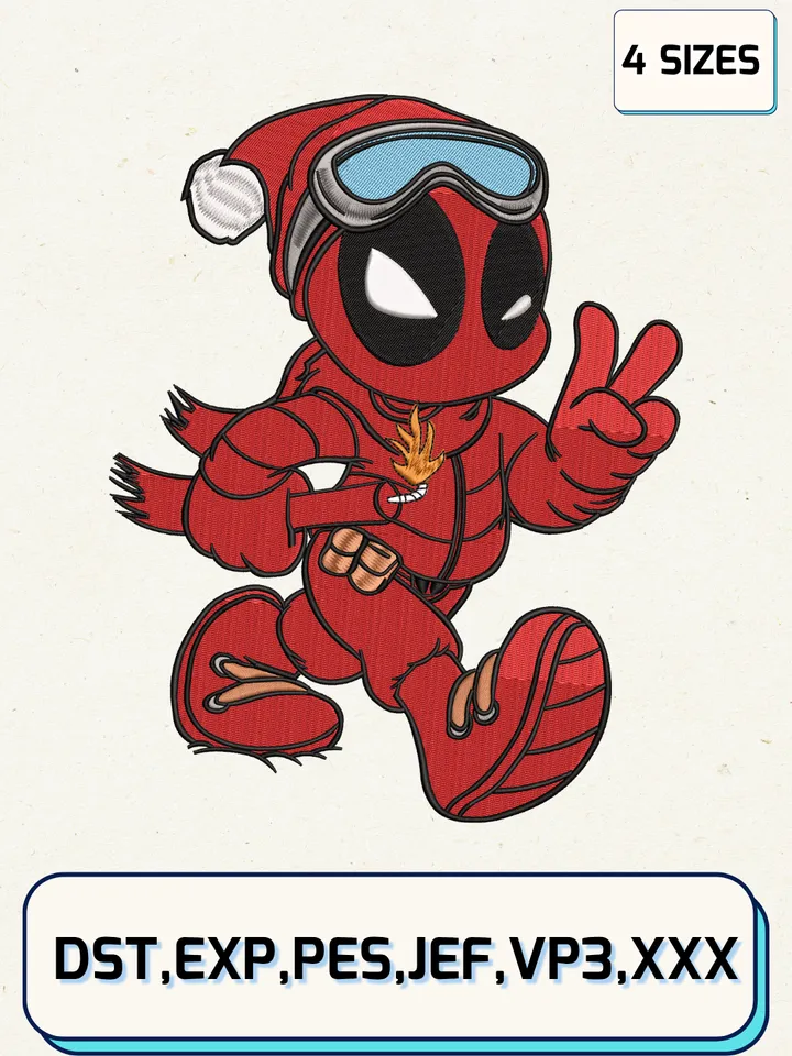 Deadpool Santa Claus Embroidery Design,Christmas Embroidery Designs,Machine Embroidery Files,Deadpool Embroidery Design,4 Sizes