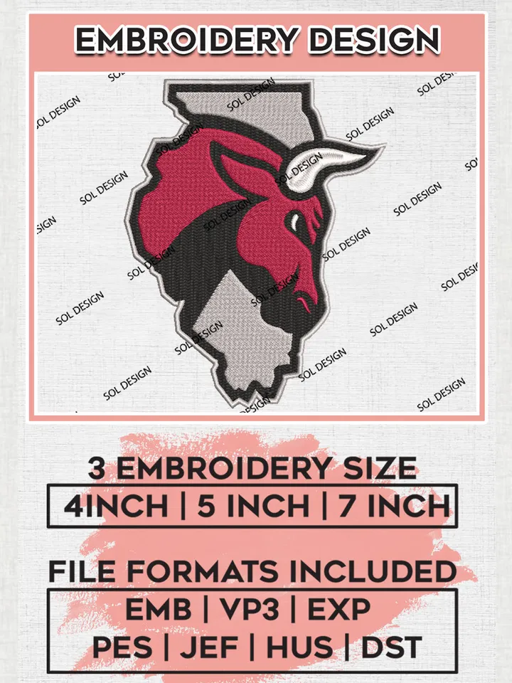 NBA Windy City Bulls Team Mascot Logo Embroidery Designs, NBA G League Team Embroidery Files, Basketball Machine Embroidery Designs, NBA Windy City Bulls Team Logo, Sport Machine Embroidery Design, Digital Download