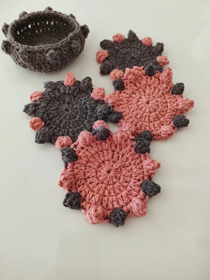Coaster crochet pattern, flower coaster crochet, set coaster and basket crochet pattern instant download
