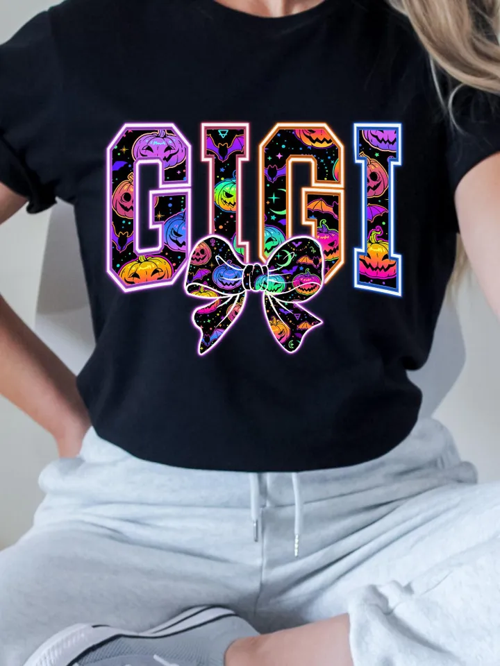 Gigi Png, Coquette Halloween Neon Png, Spooky Gigi Png, Floral Ghost Png, Spooky Season Png, Halloween Mama Png, Girly Coquette Bow Png