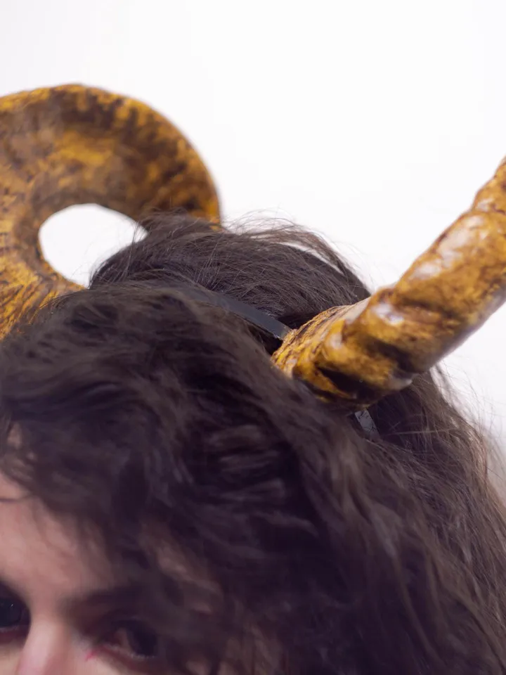 Ram Horns, Horns Headband, Twisted Ram Horns Headpiece for Halloween or Photoshoot, Big Natural Horns