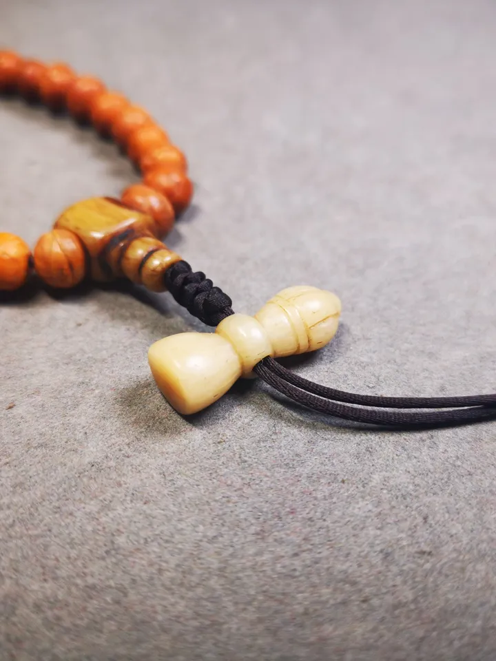 Gandhanra Handmade Tibetan Pendant Bead,Bone Carved Spacer Bead for Mala,Vajra Bell Amulet Pendant