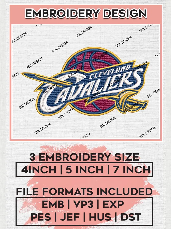NBA Cleveland Cavaliers Machine Embroidery Designs, Cleveland Cavaliers Embroidery Design Files, NBA Logo Machine Embroidery, NBA Embroidery Design, Digital Download