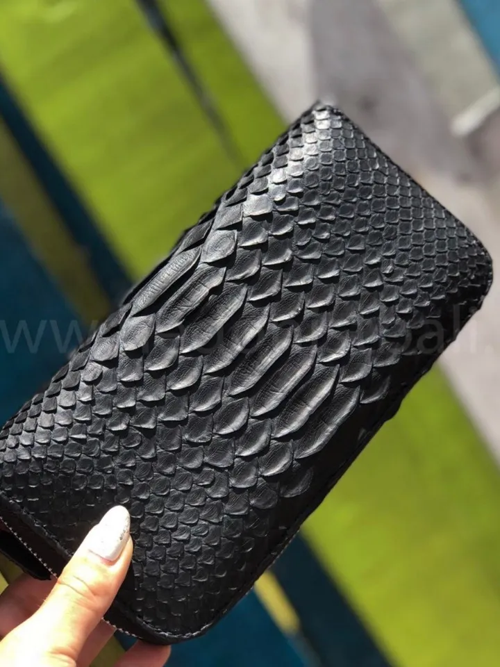 FAST SHIPPING Wallet Black Genuine Python Skin | Exotic skin wallet | Unisex Wallet | Big Wallet | Men Leather Wallet | | Handmade Wallet