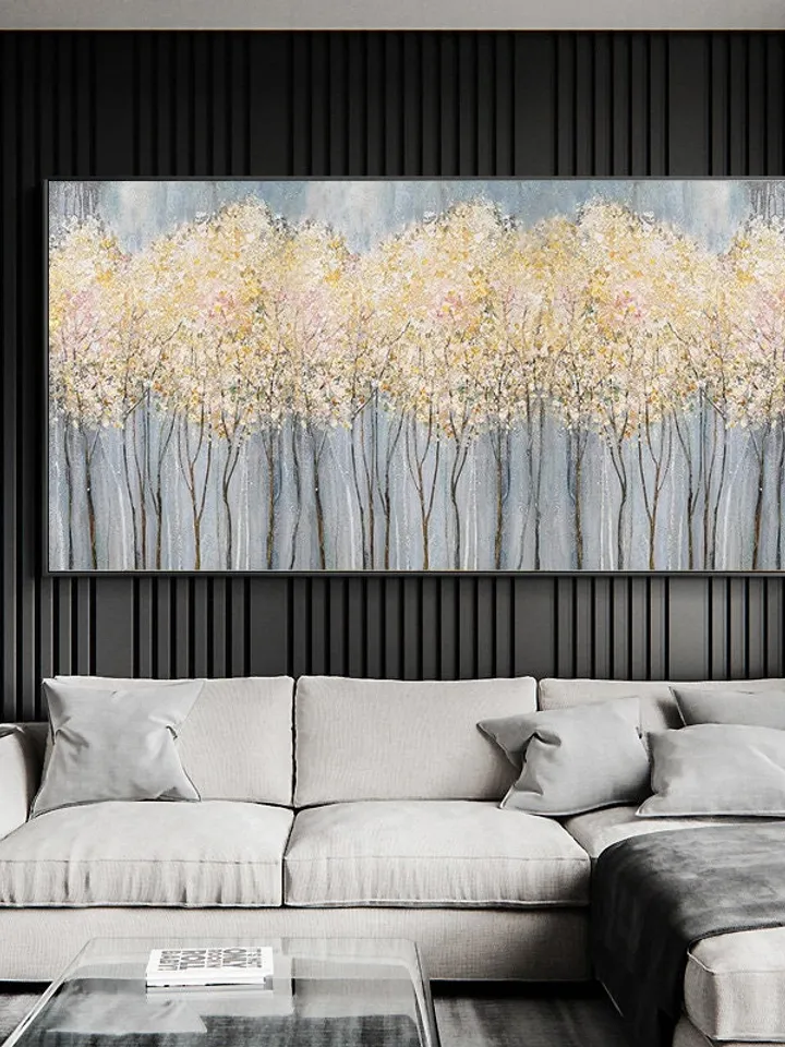 Original Flower Oil Painting On Canvas Abstract Blooming Pink Flowers Painting Large Wall Art Landscape Acrylic Art Living Room Wall Decor