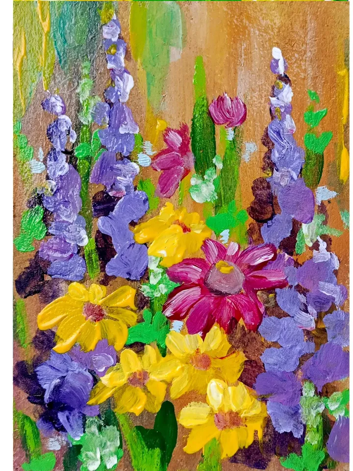 Texas Bluebonnets Painting Impasto Oil Painting Christmas Gifts Meadow Fields Impasto Oil Artwork Wall Art Gifts by ArtProkopaloSv 7x5 in