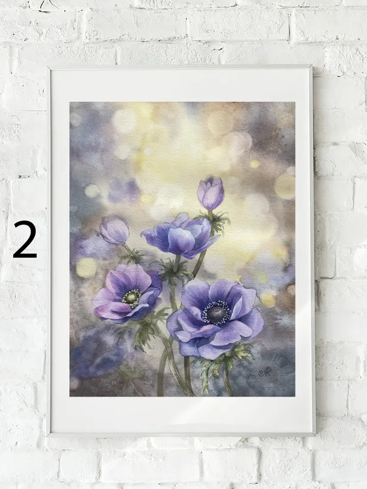 Flowers Watercolor Prints Set of 4 Floral Ptints Wildflowers Painting