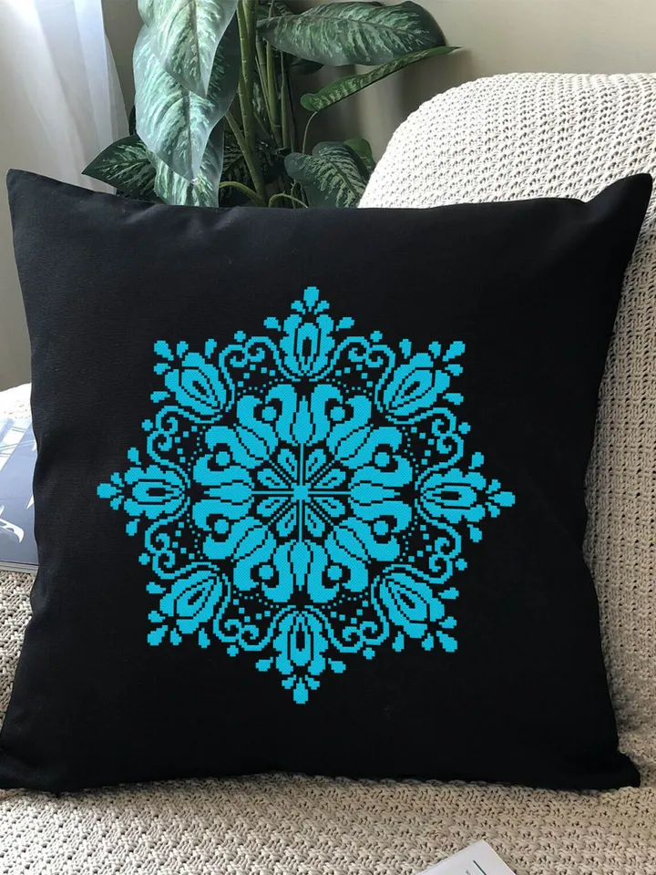 Flower mandala cross stitch pattern download PDF Floral ornament cross stitch chart Monochrome mandala pattern digital Beginner stitch #M117