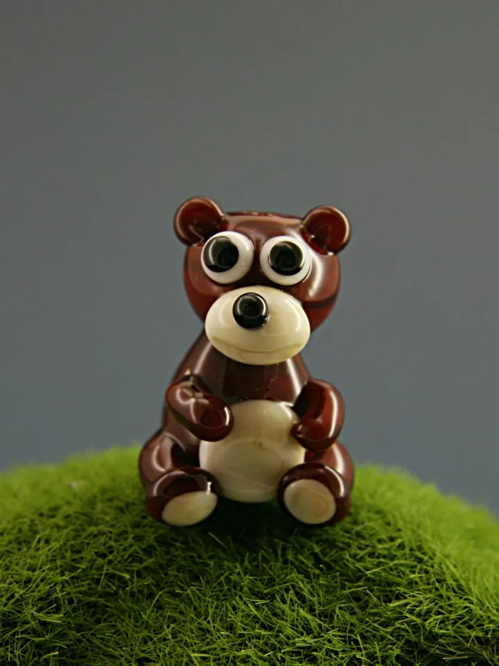 Glass figurines Bear figurine Glass bear Miniature bear Tiny glass animals Blown glass art Terrarium figurines Dollhouse figurines Bear gift