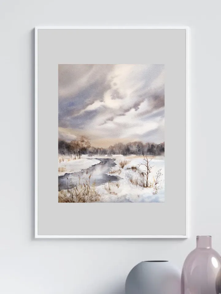 Landscape Original Watercolor Painting Autumn Painting