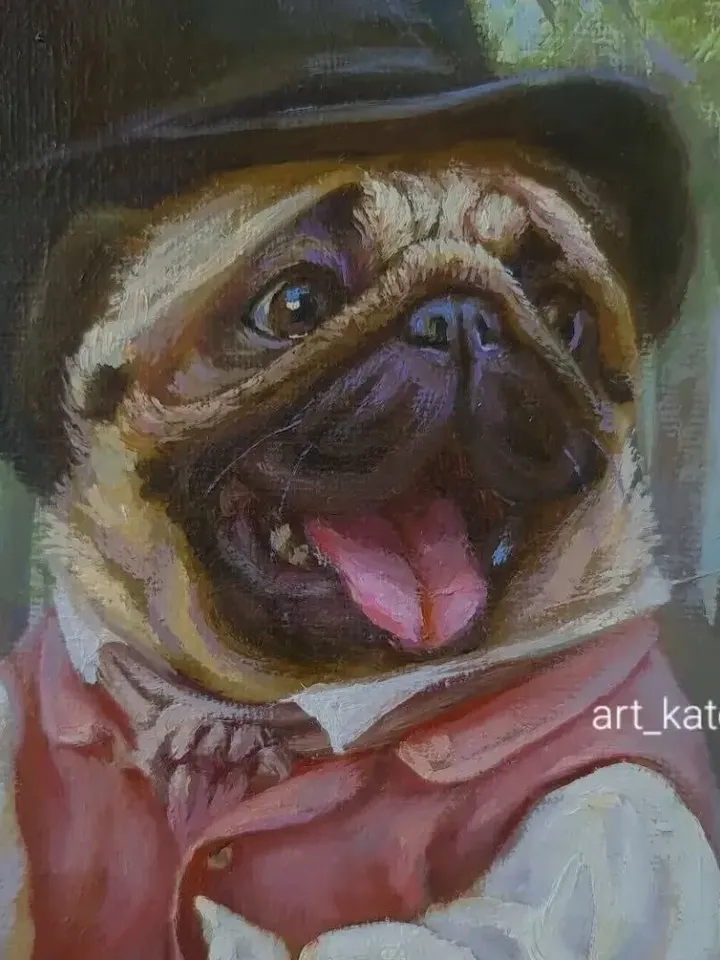 pugs Original oil painting on linen canvas "Walk"🎨🖌️,
oil on canvas, 90x60 cm, 2024