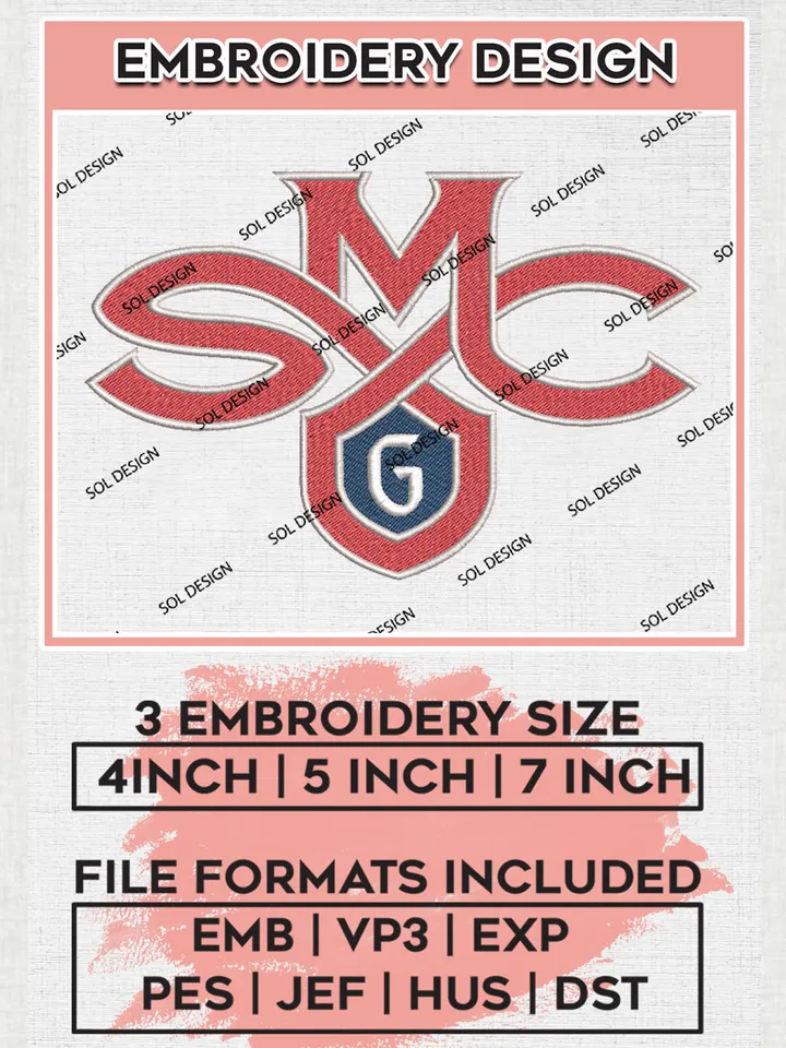 NCAA Saint Marys Gaels Team Logo Embroidery Design Files, NCAA Saint Marys Gaels Machine Embroidery, NCAA Teams, Game Day, 3 sizes, NCAA Machine embroidery designs, Digital Download