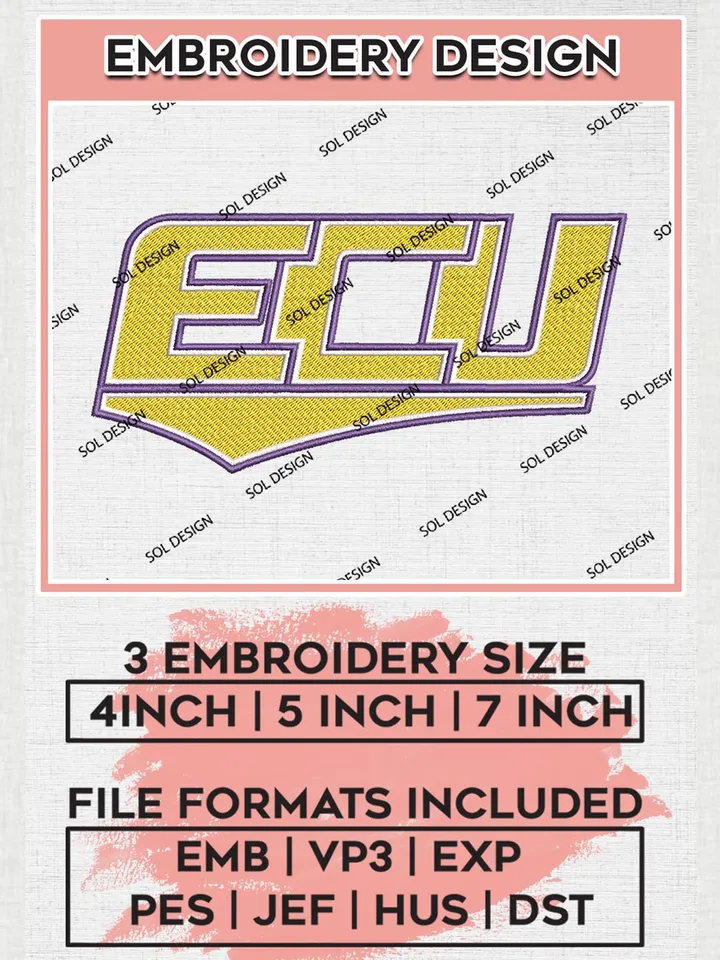 NCAA ECU Pirates Wordmark Logo Embroidery Files, NCAA East Carolina Pirates Team Embroidery, NCAA East Carolina, 3 sizes, Machine embroidery designs, Digital Download
