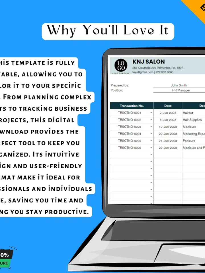 Salon Bookkeeping Template, Editable Google Sheets, Easy to Use, Digital Download for Hair Stylists, Salon Owners, Beauty Professionals