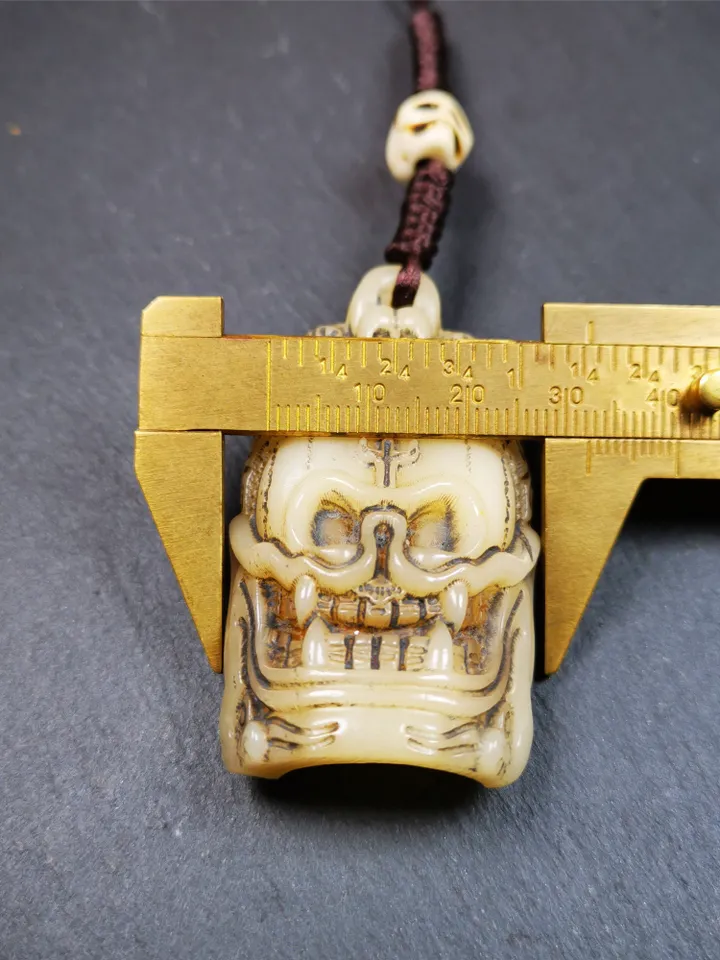 Gandhanra Tibetan Amulet,Yak Bone Carved Skull Masters of Sitavana Badge, Hand-carved Skull Pendant