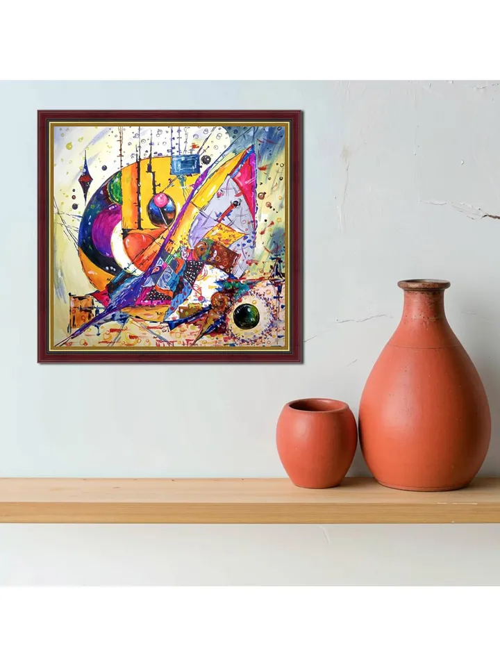 Kandinsky Style Painting Original Art Abstract Wall Art Above Sofa Art 13 by 13.5 Kandinsky Painting by TatianaArtShop