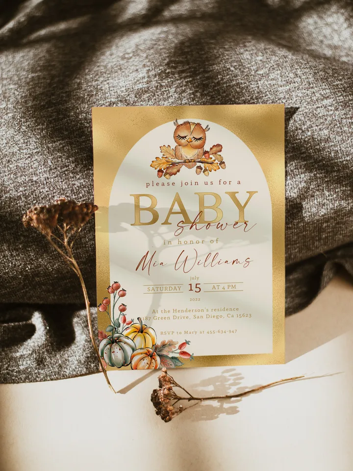 Little Pumpkin is on the way; Editable Autumn Pumpkin Baby Shower Invitation Template Canva; Fall 2022 Autumn Watercolor Pumpkin Invitation