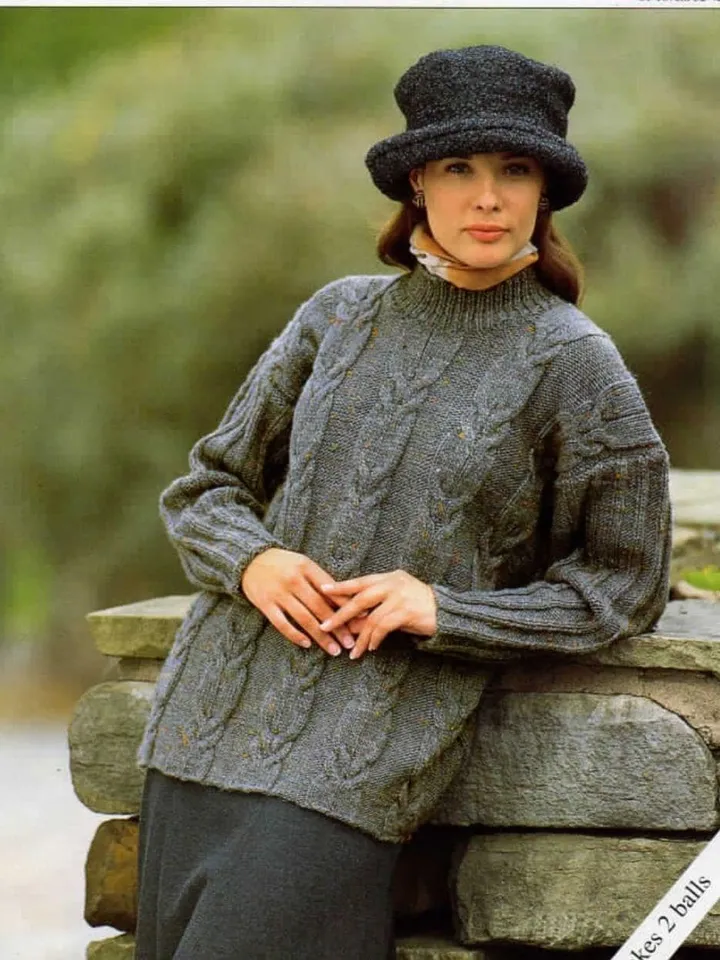 Sweater knitting pattern women Aran cable sweater pullover jumper pattern pdf instant download