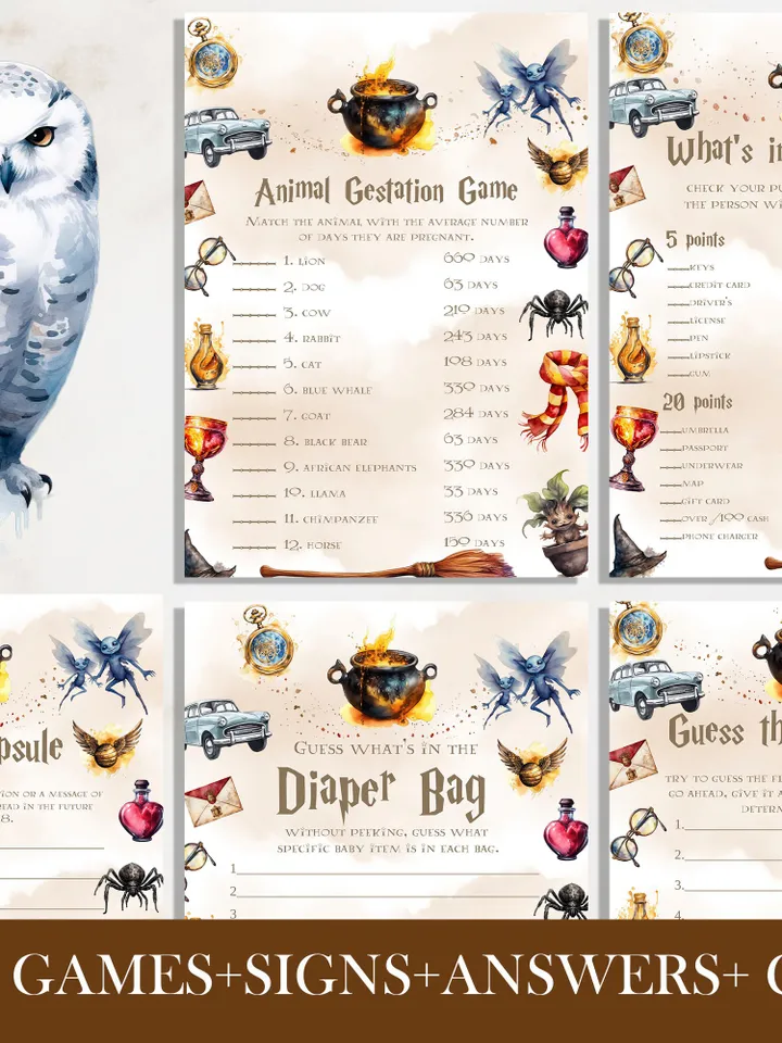 Wizarding World Baby Shower Games; Magic School Baby Shower Games; Printable Wizarding World Baby Shower Party Games; wf55