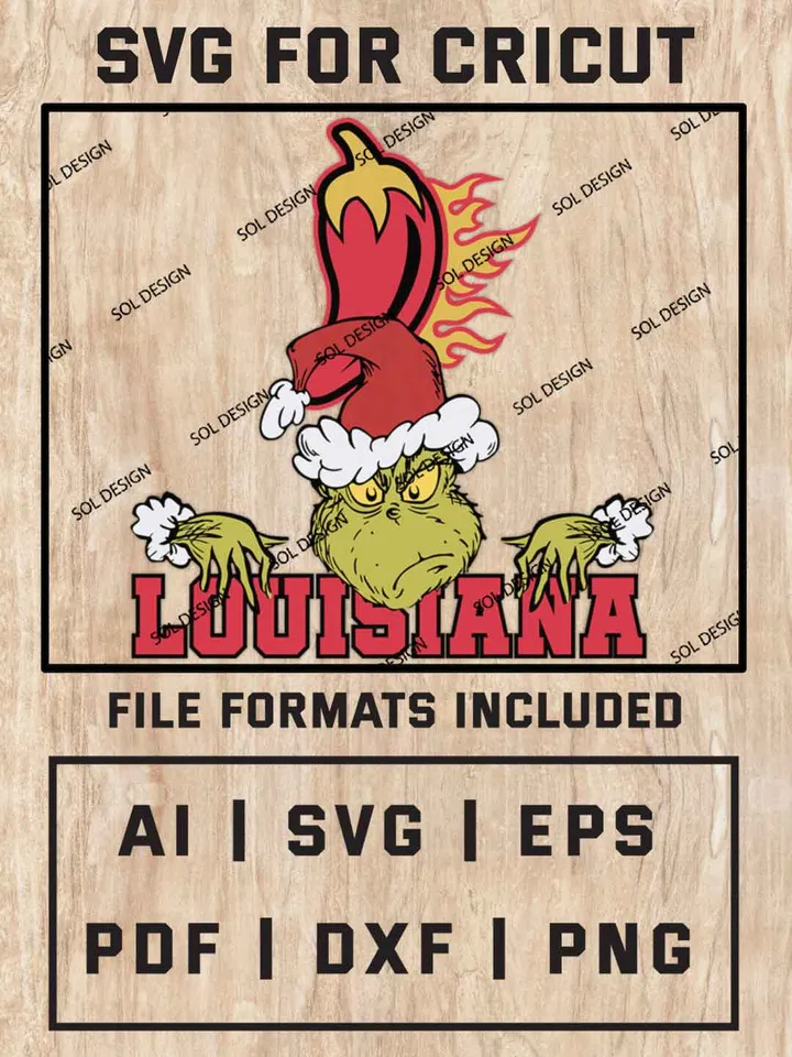 Grinch Louisiana Ragin' Cajuns SVG, NCAA SVG Design, NCAA Louisiana Ragin' Cajuns SVG, NCAA Cajuns Cricut, Christmas Svg, Grinch svg, Digital Download