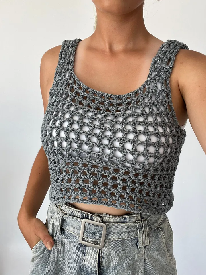 Mesh top, crochet top, top pattern, beginner top, beginner pattern , PDF