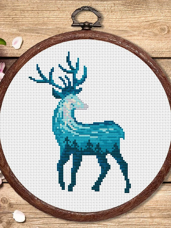 Deer Cross Stitch Pattern, Animal Cross Stitch, Embroidery Deer, Watercolor Deer Silhouette Cross Stitch, Modern Cross Stitch #anm020