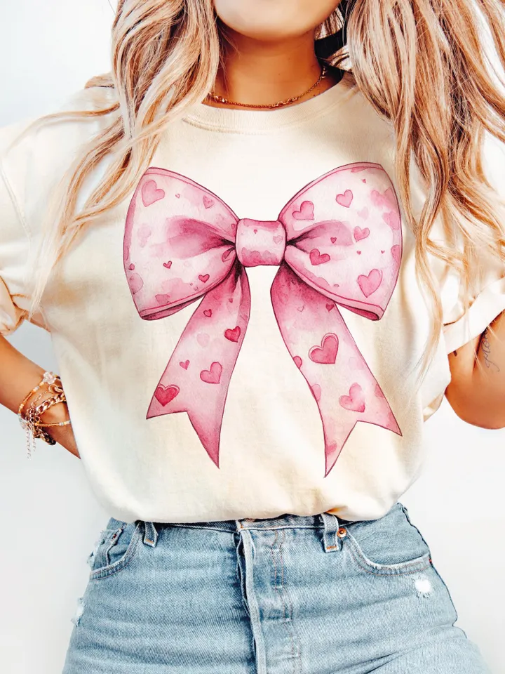 Valentine's day Heart Coquette bow Png, Retro Valentine Shirt Design, Valentine's Day Png, Valentine Love Png, valentine's day bow png
