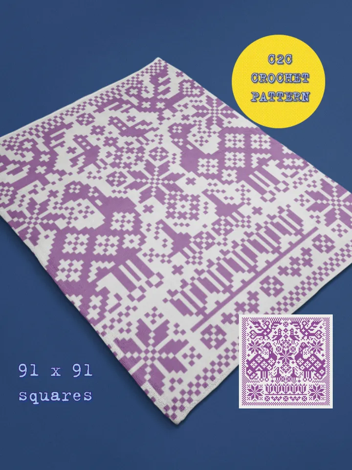 Crochet Pattern C2C Vintage Folk Art Counted For Crocheting Afghan Plaid Blankets Digital Download PDF