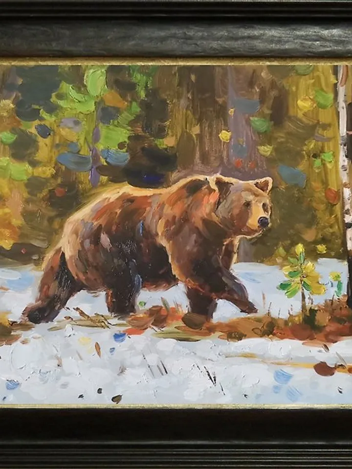 Bear Painting Original Art Canvas Animal Oil Painting