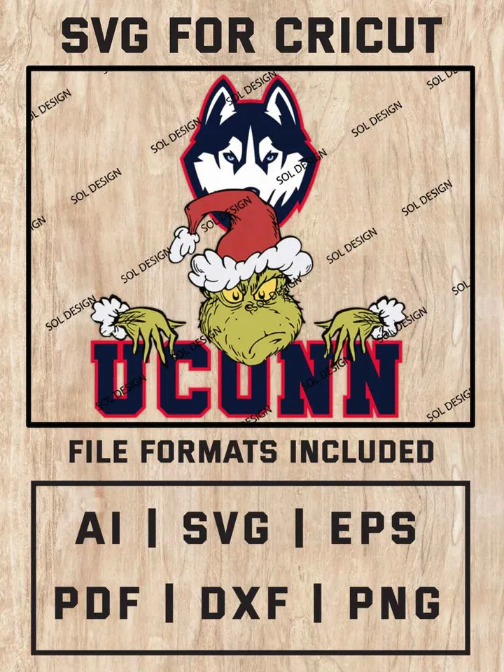 Grinch UConn Huskies SVG, NCAA SVG Design, NCAA UConn Huskies SVG, NCAA Huskies Cricut, Christmas Svg, Grinch svg, Digital Download