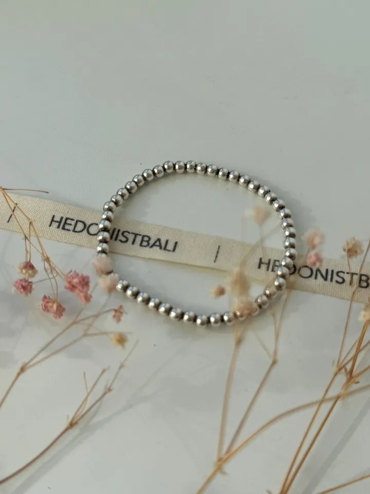 Sterling silver bead bracelet | handmade silver jewelery | tennis bracelet |minimalist jewelery | beaded ball bracelet for women