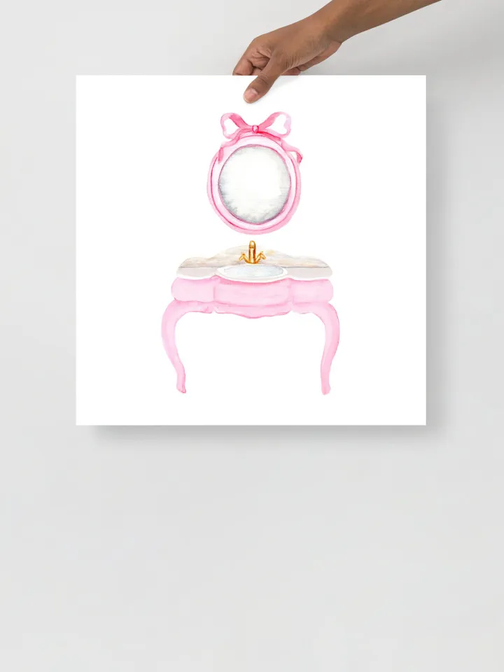 Pink Bow Bathroom Vintage Art Print, Set Of 2 Watercolor Bathroom, Bow Wall Art, Girls Bathroom Decor, Spa Beauty Art, Gift For Her