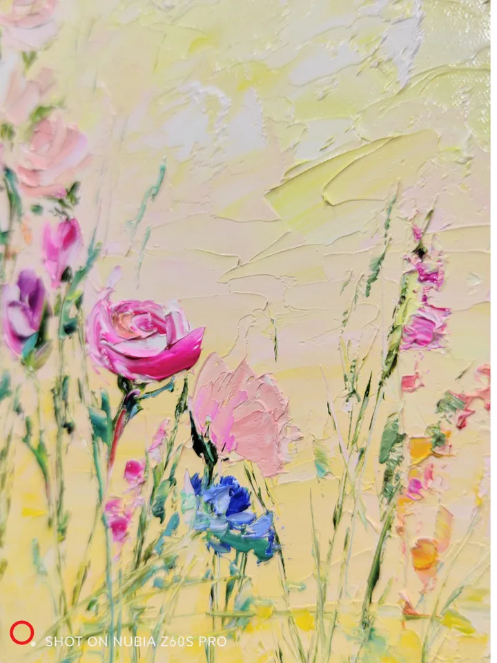 Painting Pink Roses Original Oil Painting Flowers Impasto Hand Painted 12" x 10" by Irina Prokofieva