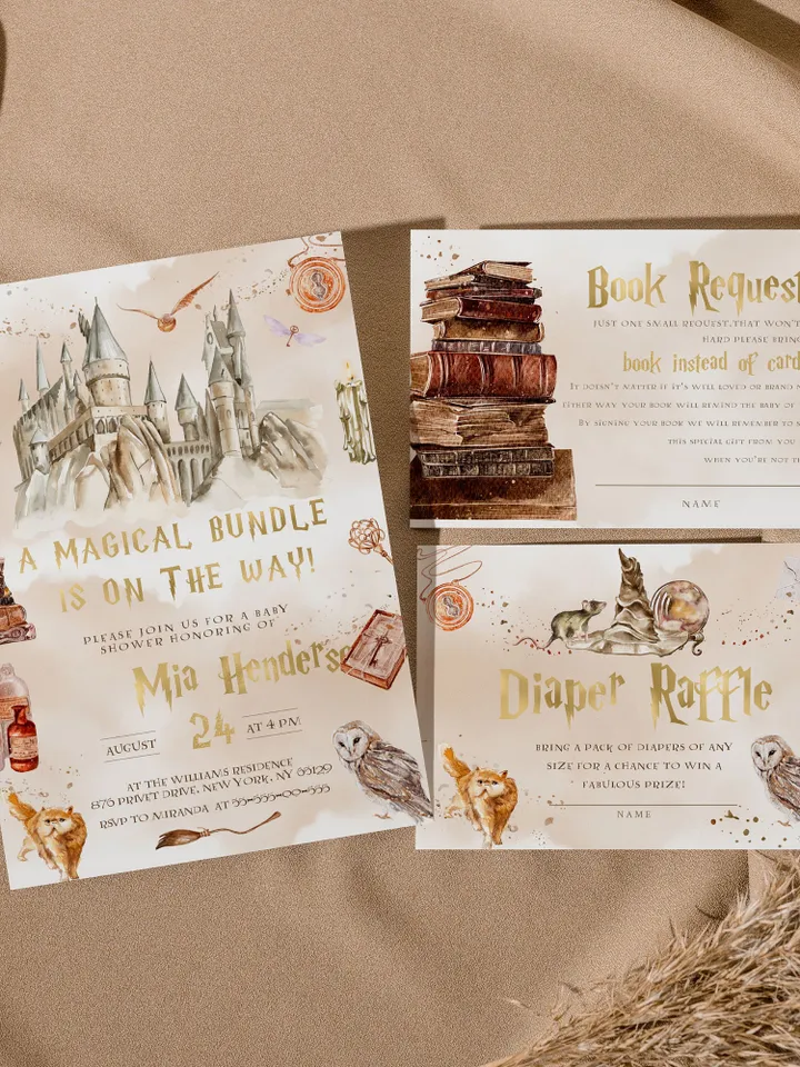 DIY Wizarding World Baby Shower Set; Magic School Baby Shower Template; School of Wizard Baby Shower invitation template; wp66