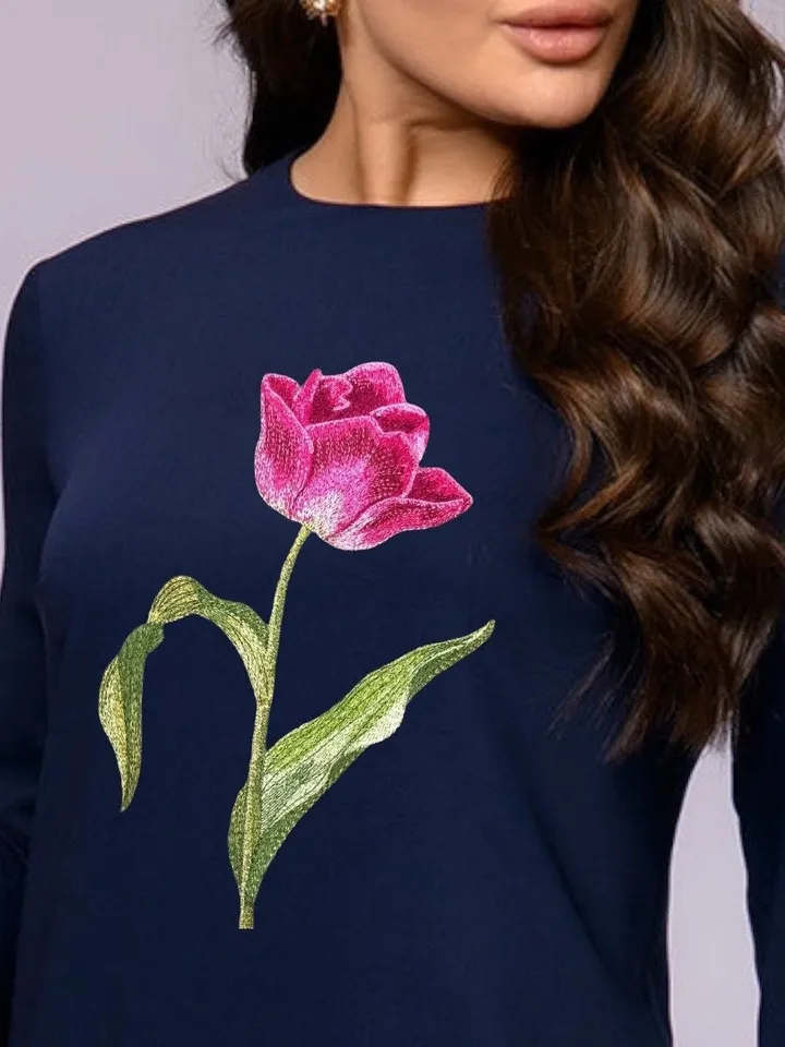 Tulip artistic machine embroidery design digital embroidery pattern home and clothing décor embroidery motif floral design flower embroidery