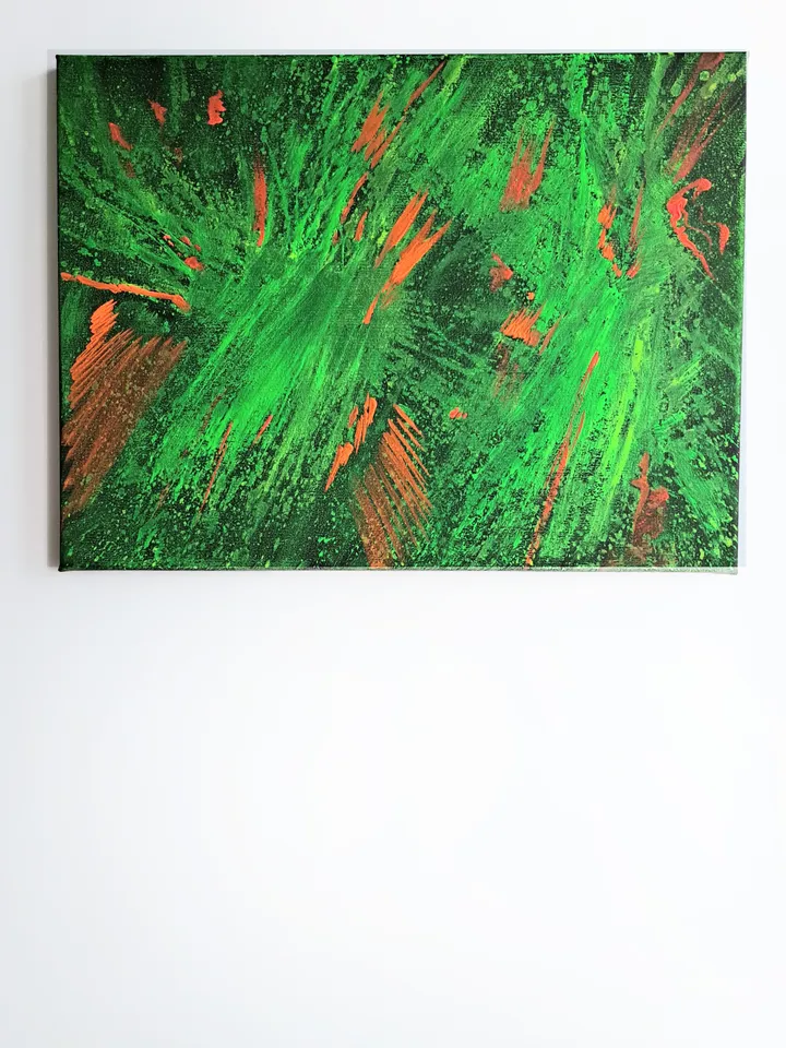 Neon painting "Chaos" abstract art modern art original black light painting on canvas