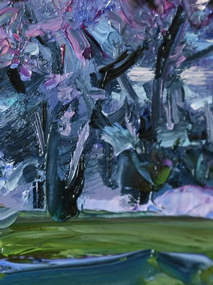 Landscape Original Painting Impressionism Art Trees Sky Sunset Artwork
