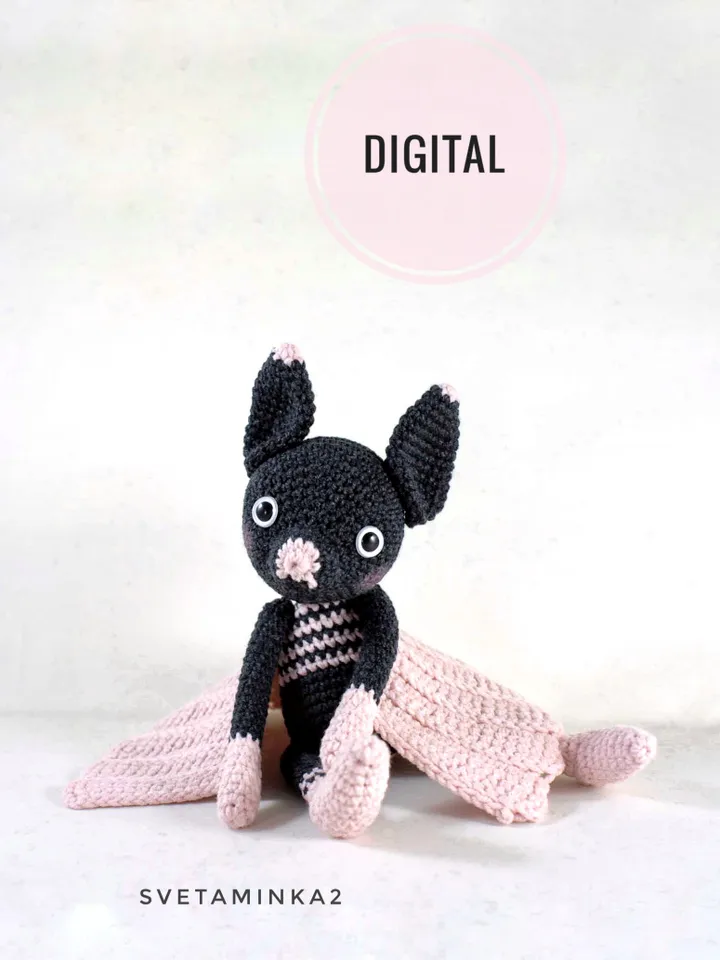 Bat Crochet Pattern Amigurumi Toy. Digital Download. PDF.