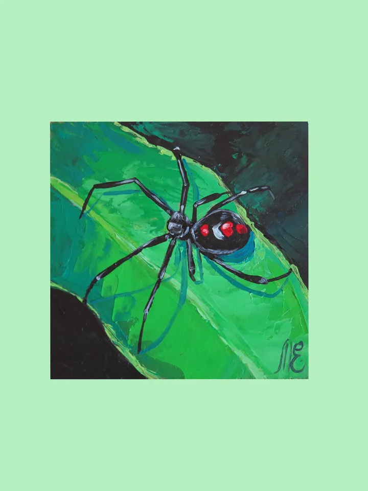 Original Oil Painting Black Widow Spider