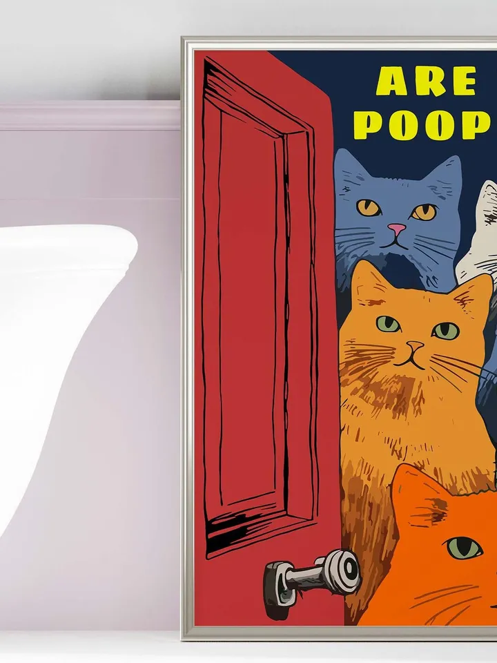 Funny Posters Pooping Print Bathroom Cat Print For Toilet Wall Art Print Funny Cat Print Printable Wall Art Bathroom Wall Art Toilet Poster