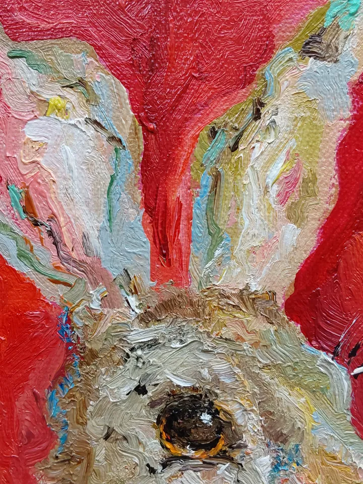 18x24cm (7.2x9.6 inch) Oil painting on canvas. "Bunny Hare"
