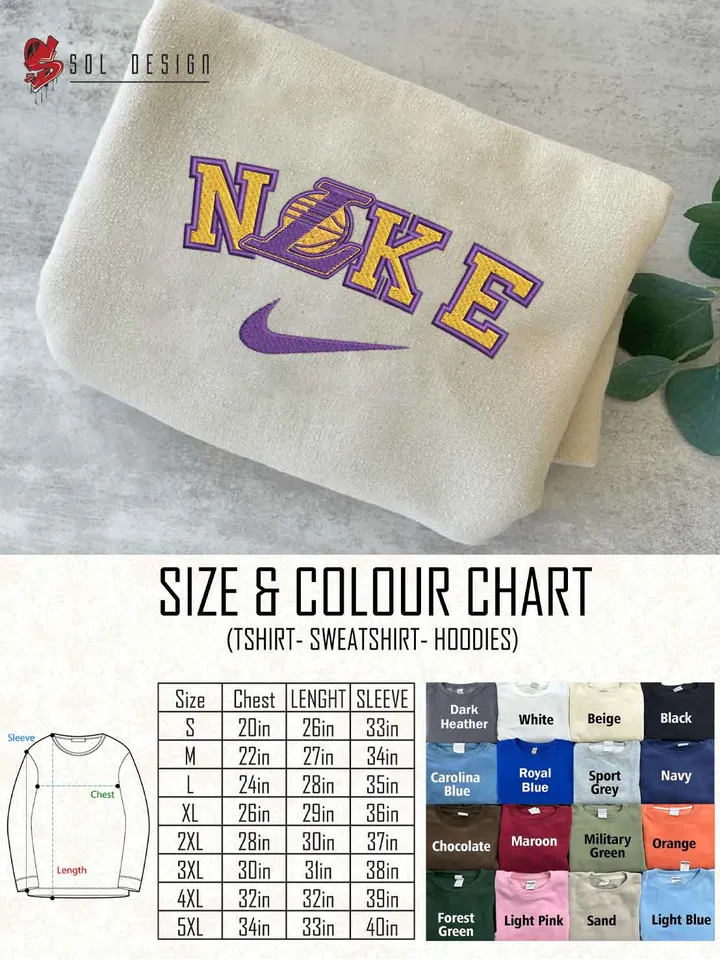 Ni.kee Los Angeles Lakers Embroidered Sweatshirt, NBA Lakers Basketball Team Embroidered T Shirt, NBA Team Embroidered Sweater, NBA Los Angeles Lakers Shirt, Basketball Team Embroidered Hoodie
