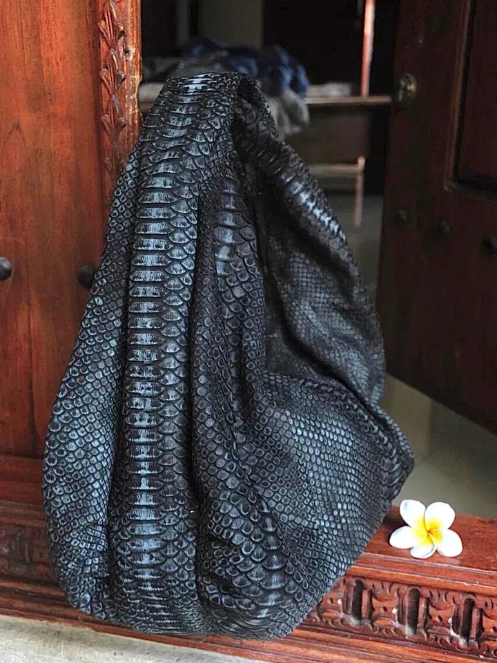 Big Soft Hobo Classy Sport Woman Bag | Purse Genuine Python Skin | Python Skin Products | Gray Big Elegant Leather Designer Soft Bag Snake