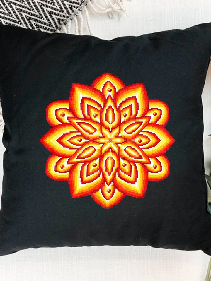 Bright colorful mandala cross stitch pattern download PDF Simple mandala digital Embroidery mandala ornament Modern beginner stitch PDF #M97
