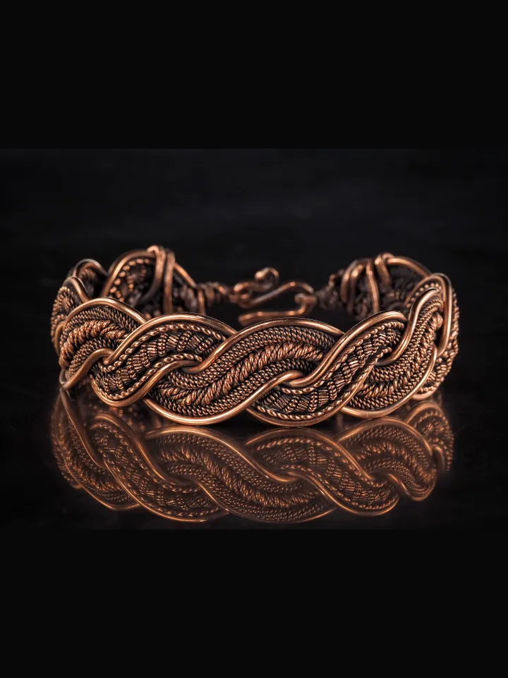 Woven copper wire bracelet Antique style handcrafted copper jewelry Unique gift