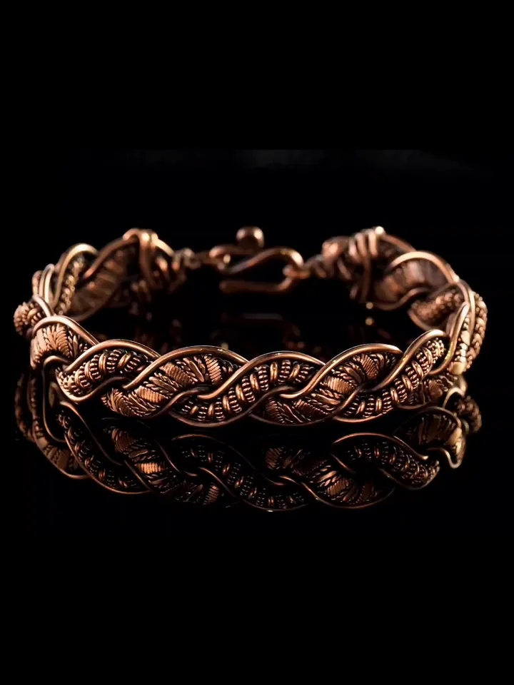 Woven copper wire bracelet Antique style handcrafted copper jewelry Unique gift