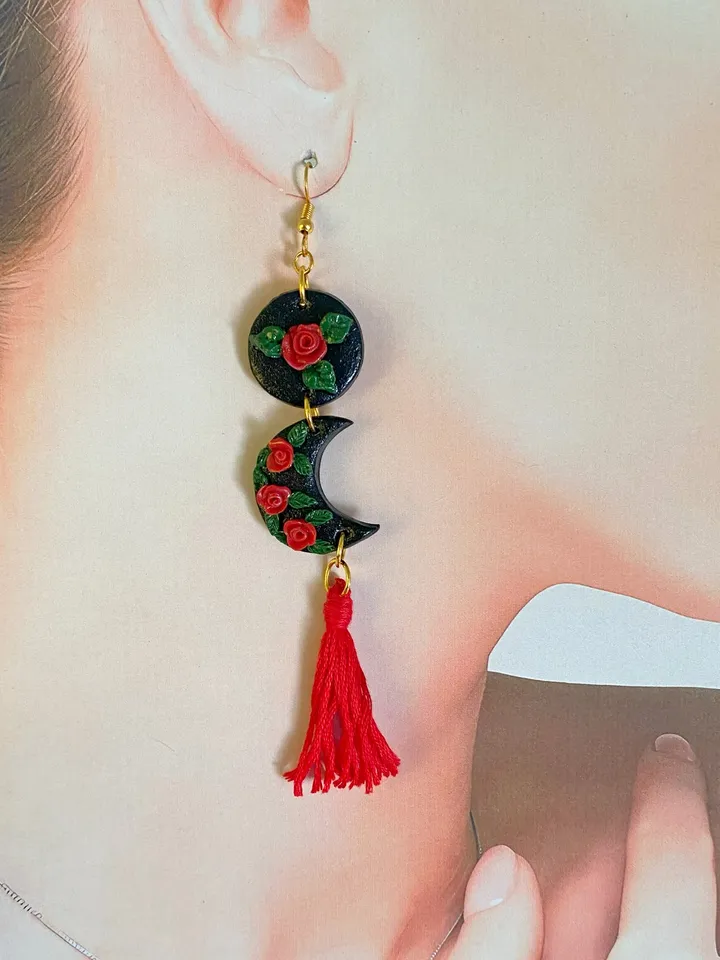 Earrings made of polymer clay. Red earrings. Handmade jewelry.