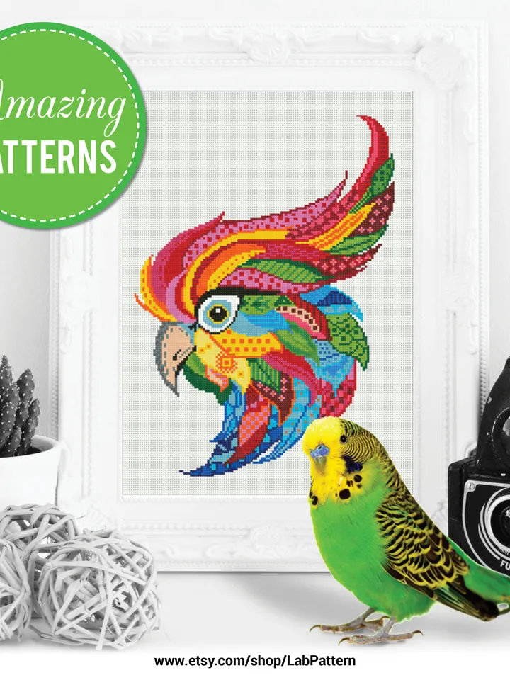 Parrot Mandala Cross stitch pattern | Embroidery Pattern | Instant Download | Embroidery Designs