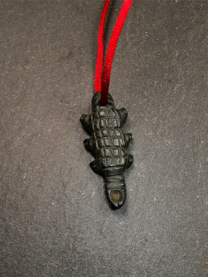 Gandhanra Handmade Tibetan Amulet,Obsidian Carved Scorpion Guru of Padmasambhava Pendant,1.3"